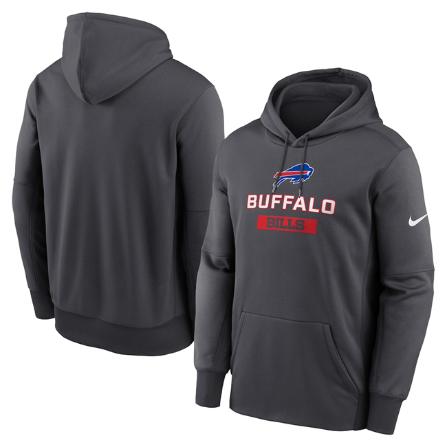 Men's Anthracite Buffalo Bills Toss Sweep Performance Pullover Hoodie